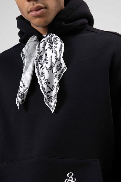 VAMOSCLO Oversize Scarf Detailed Hooded Sweatshirt Black