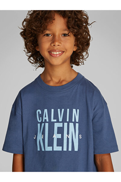 Calvin Klein Boys Oceana Logo Printed Crew Neck T-Shirt