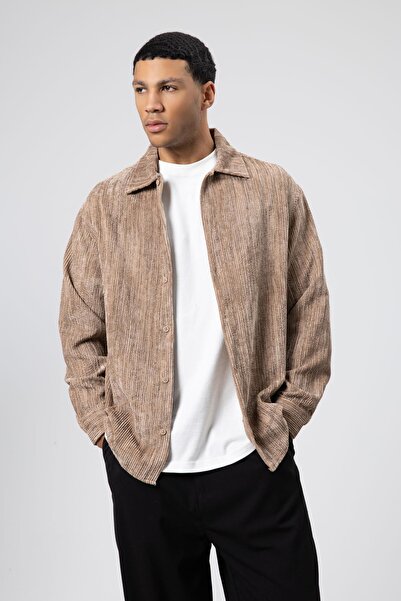 VAMOSCLO Oversize Textured Shirt Mink