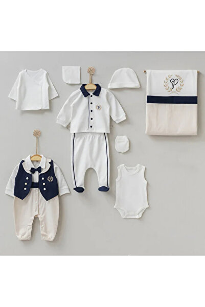 Pugi Baby Erkek Bebek Papyonlu Lacivert Hastane Çıkışı 10lu Set