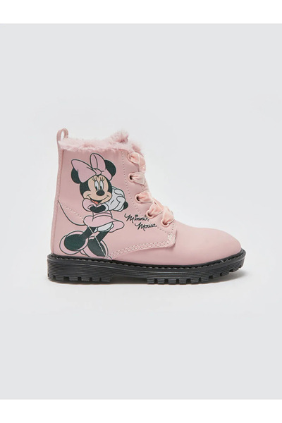 LC Waikiki LCW STEPS Pembe Minnie Mouse Baskılı Bağcıklı Kız Bebek Bot