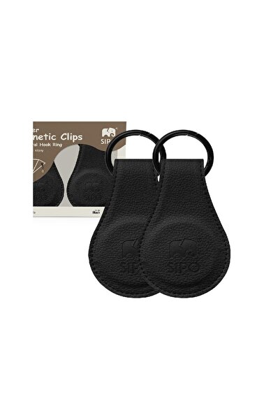 SIPO Cleme magnetice din piele ecologică pentru cărucior, set de 2, negre