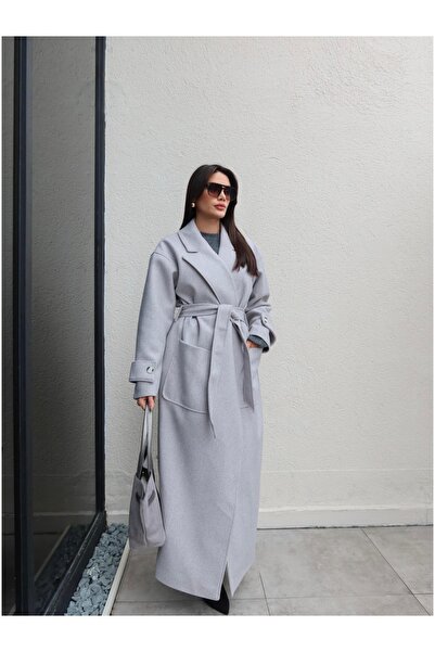 ESRAHELVACI Παλτό με ζώνη με λεπτομέρεια επιλέγχρωμης τσέπης