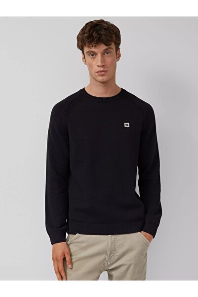 s.Oliver Men's knitted sweater, made of cotton with raglan sleeves, Black