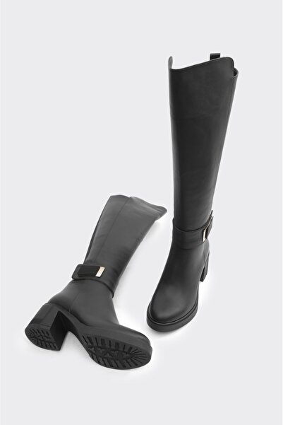 derinet Hakiki Deri Kalın Topuklu Kadın Çizme