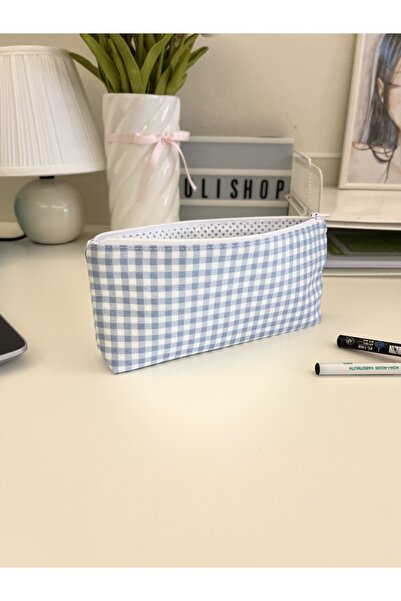 Lulishop Mavi Pötikare Kumaş Kalemlik