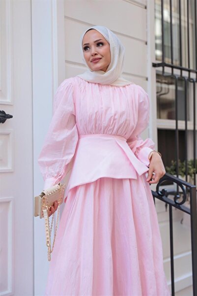 KULVAR TREND 5122 Seyyar Kuşaklı Vual Kraşlı Elbise