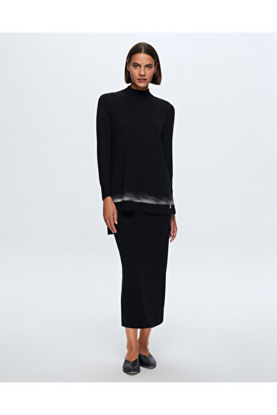 MISS DALIDA T24K-6018 Keçe Detaylı Triko Tunik BLACK