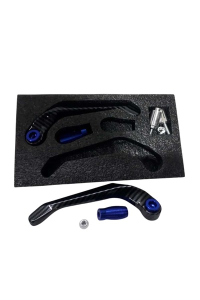 PeraPelis Motosiklet Karbon Manet Koruma Seti Mavi–Fren Debriyaj Koruyucu