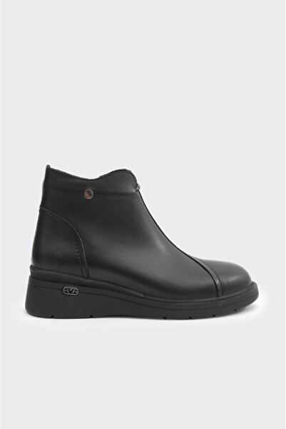 derinet Hakiki Deri Dolgu Taban Fermuarlı Kadın Bot