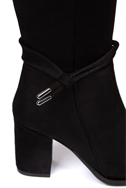 DYG STORE Women's 8 cm Thick Heel Faux Leather Boots