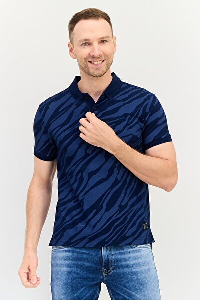 Levi's Men Regular Fit Animal Print Short Sleeve Polo Shirt, Blue