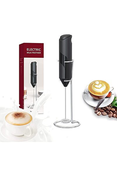 awwaline Milk frother, awwaline, black, with vertical stand, ideal for cappuccino, caffe latte, froth