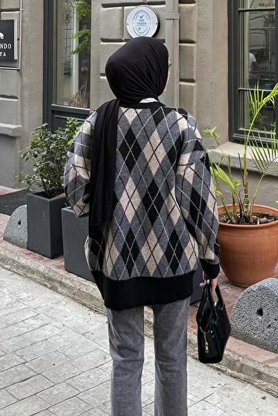 lamelif Crew Neck Short Cardigan Black