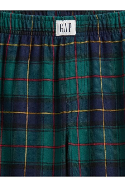 GAP Erkek Çocuk Koyu Yeşil 100% Geri Dönüştürülmüş Flannel Pijama Altı