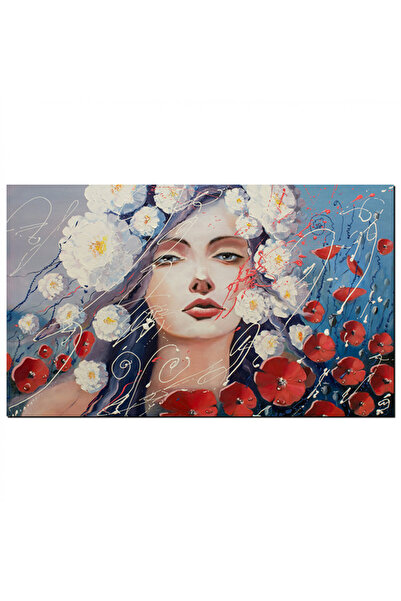 Generic لوحه جداريه كانفس - رسمة إمرأه مع الزهور - 1574