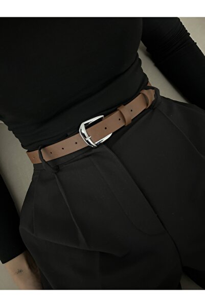 LİA KEMER Classic Silver Buckle Model Women's Belt Waist Belt Coat Belt Dress Belt Trouser Belt