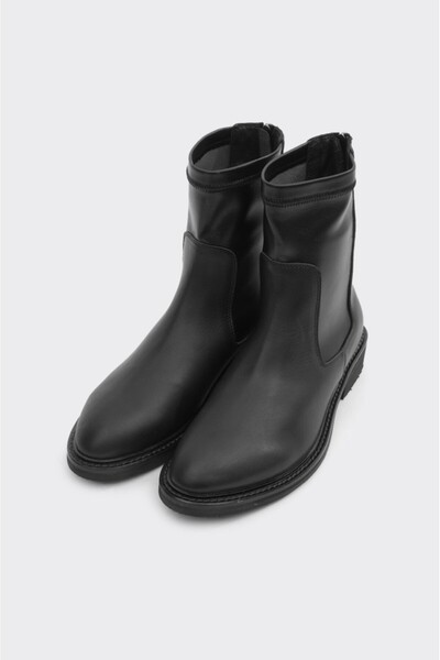 derinet Hakiki Deri Arkadan Fermuarlı Kadın Bot