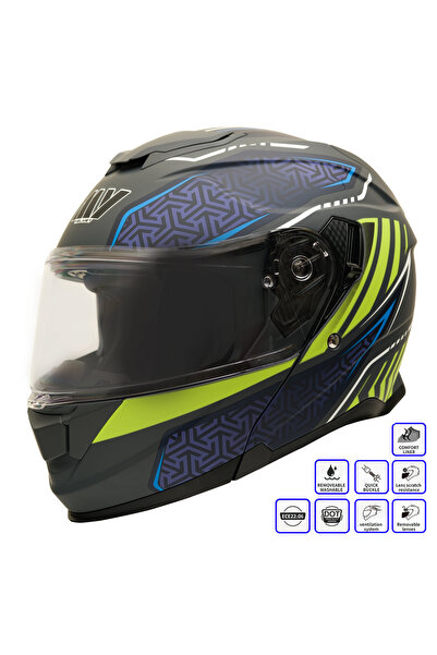 GP KOMPOZİT GP MY HELMET MKS002-RGBY Güneş Vizörlü Şeffaf Çene Açılır Motosiklet Kaskı