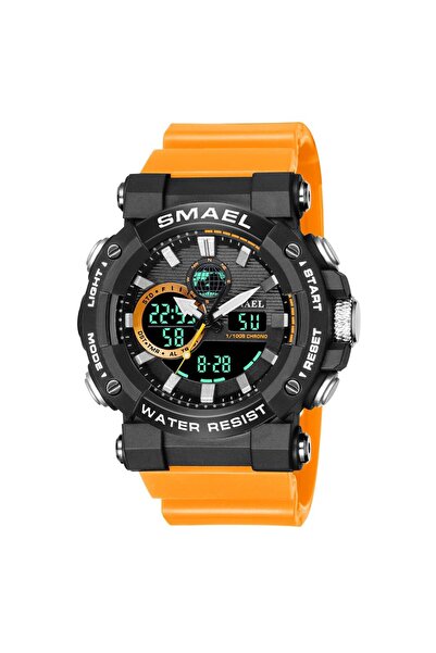 SMAEL Men's Watch Sport Casual Dual Time Alarm Stopwatch Orange