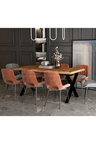 raweyn Picea Sulamalı Doğal Ahşap Yemek Masası - 70x130