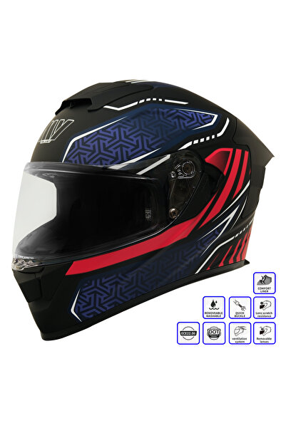 GP KOMPOZİT GP MY HELMET MKS001-BBR Yarış Spoiler Güneş Vizörlü Şeffaf Full Face Motosiklet Kaskı