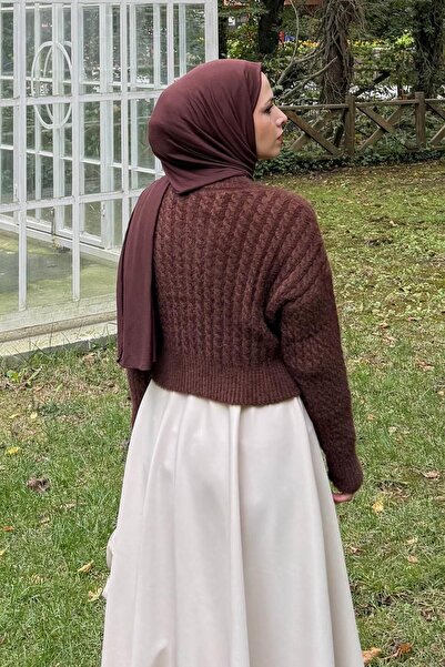 lamelif Πλεκτό πουλόβερ Crop Bitter Brown