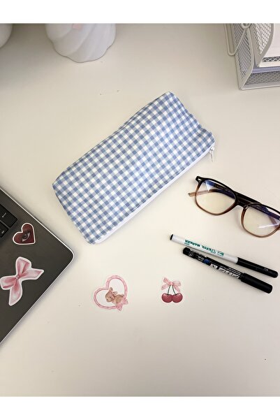 Lulishop Mavi Pötikare Kumaş Kalemlik