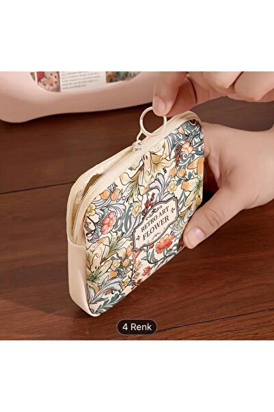 LUANSE ÇİÇEK DESENLİ VİNTAGE HİJYENİK PED SAKLAMA ÇANTASI