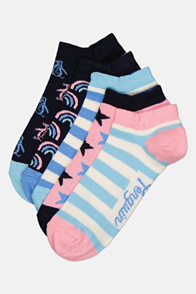 Original Penguin Kids Girl 5 Pairs Graphic Print Socks, Multicolor