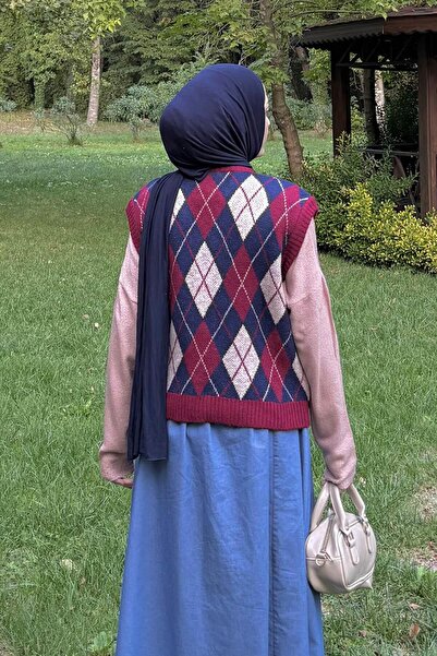 lamelif Πουλόβερ με σχέδιο μπακλαβά μπορντό