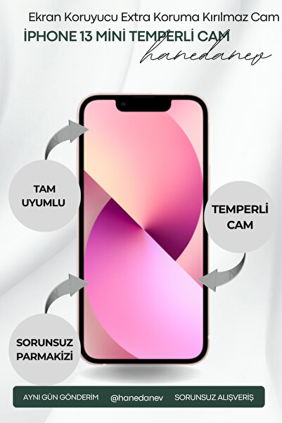 Hanedanev İphone 13 Mini Temperli Cam Ekran Koruyucu Extra Koruma Kırılmaz Cam