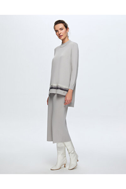 MISS DALIDA T24K-6018 Keçe Detaylı Triko Tunik VİLLA-GREY