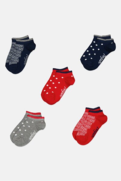 Original Penguin Kids Girl 5 Pairs Polka Dot Ankle Socks, Multicolor
