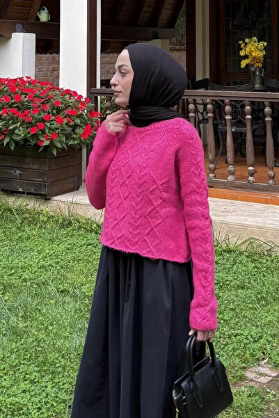 lamelif Braided Sweater Fuchsia
