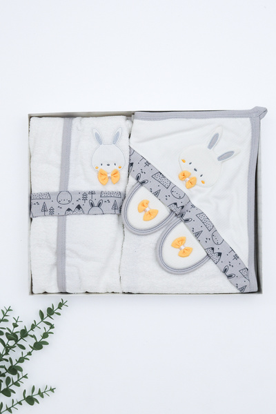 Sitilin Baby Boy Rabbit Luxury Bathrobe Set Towel Set 100% Cotton Fabric 0-2 Years Old Stl7100
