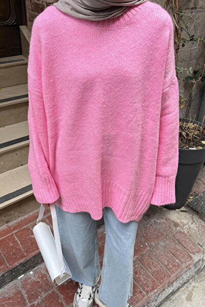 lamelif Πουλόβερ με φαρδιά μανίκια ροζ