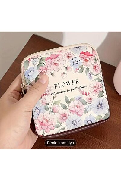 LUANSE ÇİÇEK DESENLİ VİNTAGE HİJYENİK PED SAKLAMA ÇANTASI