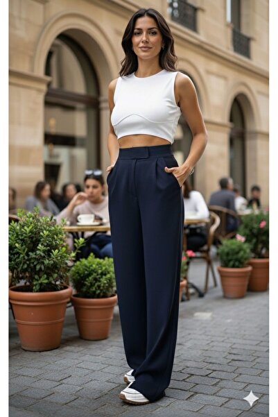 Pubi PANTALONI PALAZZO CU VECLE CU TALIE ÎNALTĂ PENTRU FEMEI (se poate studia...