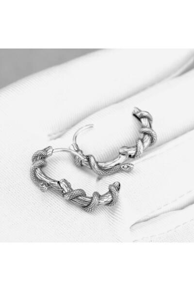 Viking Snake Design Hoop Earrings 316L Stainless&Non-Tarnish Steel Earrings