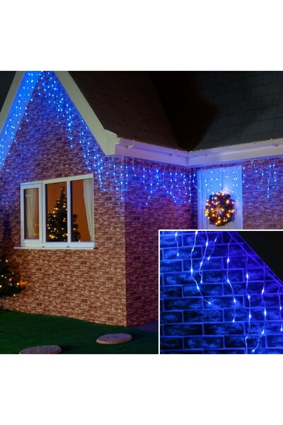 Flippy Christmas Lights, Fringe Type, 7 m, 200 LEDs, Interconnectable, Blue