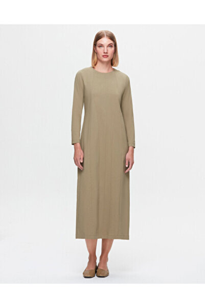 MISS DALIDA T25K-4003 Uzun Kollu Kumaş Elbise GREEN