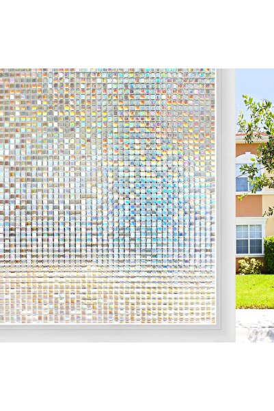 LUXER Folie Decorativa Privacy Pentru Geamuri, Model - Mozaic Holografic, Dimensiuni 200x60 cm
