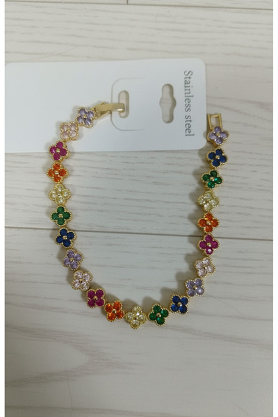 ŞEHRAZAT HANDMADE TASARIM Steel Color Flower Bracelet