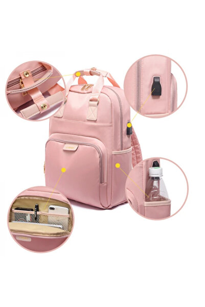Rovitech Multifunctional Backpack for Women, USB port, 25L, 41 x 31 x 11.5 cm, Pink