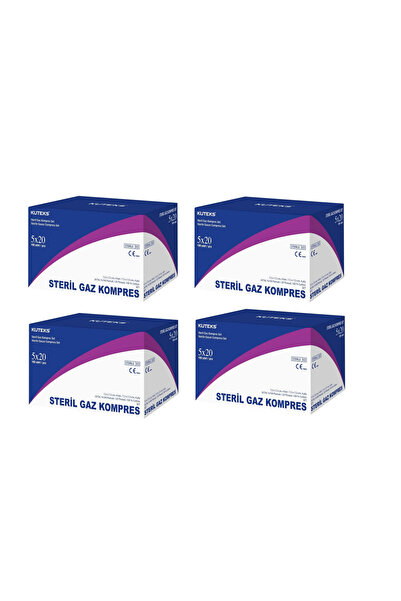 Kuteks Steril Gaz Kompres Spanç 7.5cm X 7.5cm 20 Tel 4 Kutu 400 Adet - %100 Pamuk