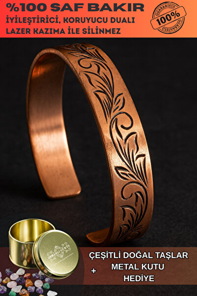 OSMANLI GÜMÜŞ Men's and Women's Copper Bracelet - Leaf Model Women's Copper C...