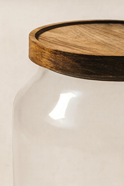 Bohemian Akasya Kapaklı & Ölçek Kaşıklı Cam Saklama Kavanozu / Deterjanlık / Storage (2000 ml)