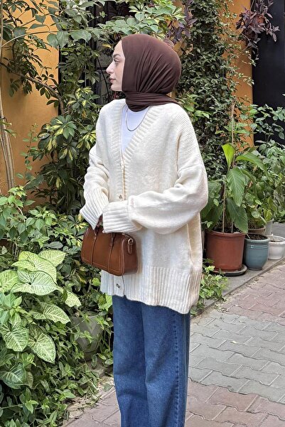 lamelif Απλή υφή Basic Cardigan Natural