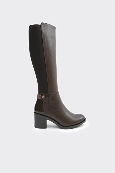 derinet Hakiki Deri Topuklu Kadın Çizme